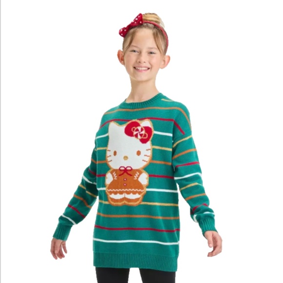Hello Kitty Christmas Sweater Girl M Gingerbread Cat Festive Holiday Photos Gift - Picture 9 of 9